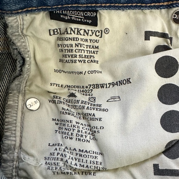 NWT Blank NYC Madison High Rise Crop Jeans Distressed Women’s Sz 27 - Picture 11 of 11